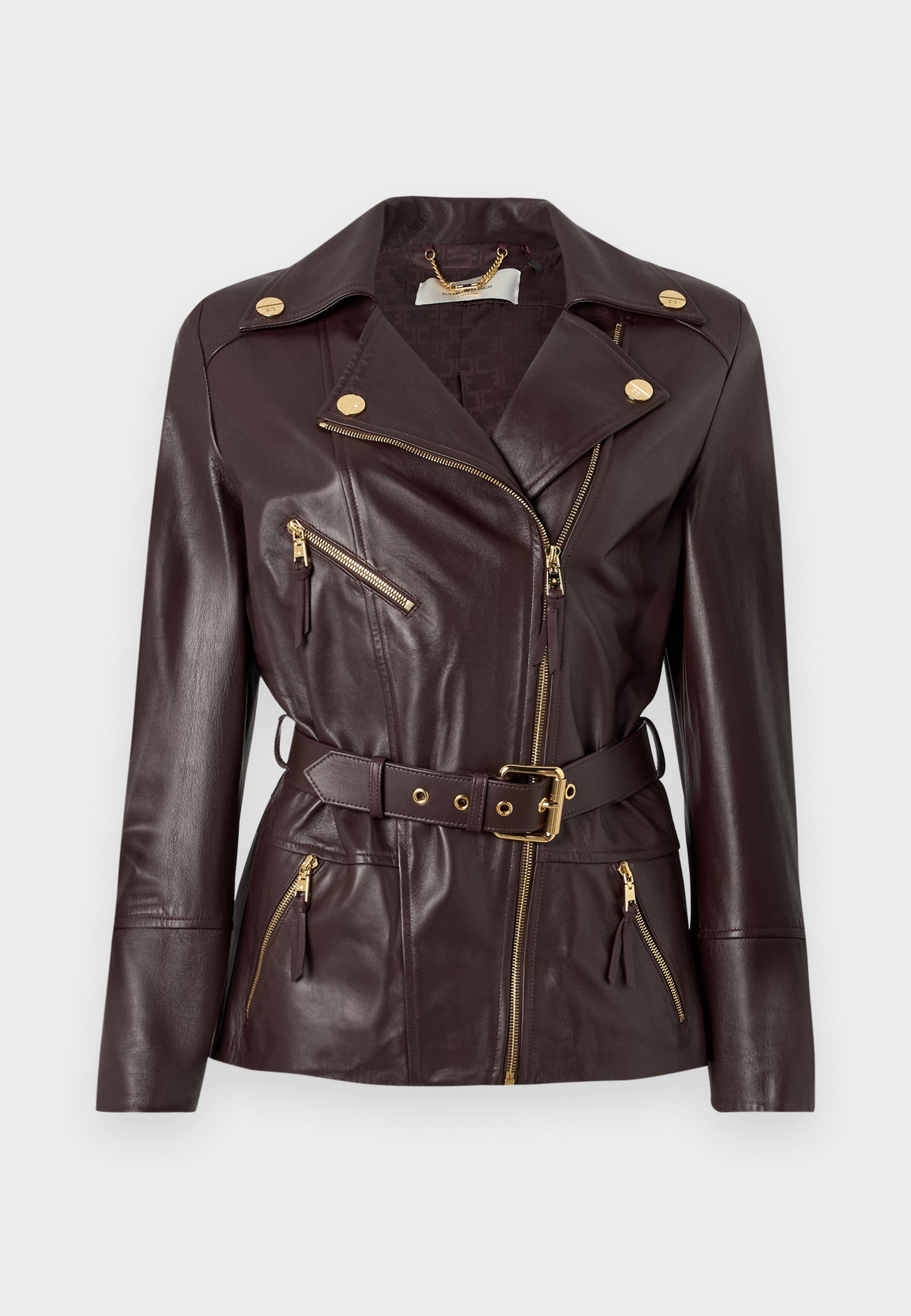 Elisabetta Franchi GOLD ブラックレザージャケット Coat Nero Elisabetta Franchi - Le Follie Shop