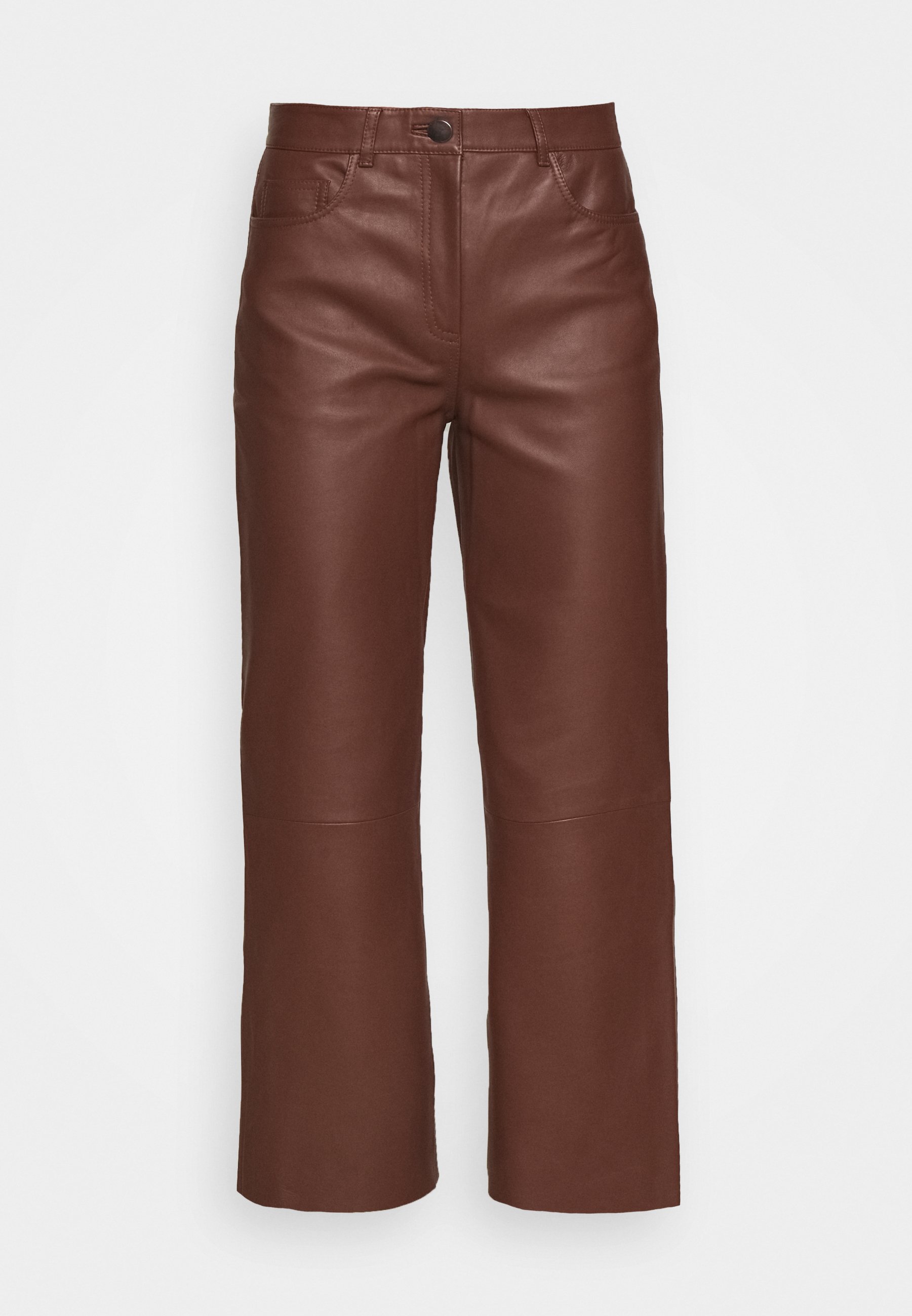 STUDIO ID SHEENA WIDE LEG POCKETS - Pantaloni di pelle - chocolate  plum/marrone - Zalando.it