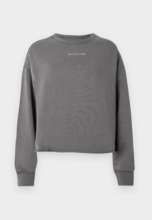 Grå cropped sweatshirt med lange ermer, rund hals og ribbede mansjetter. Har subtil logo-print på forsiden. Laget av myk stoff.