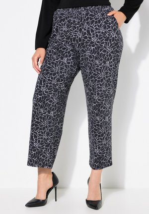 Ulla Popken PRINT ELASTIC WAIST POCKET  - Broek - black