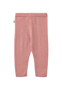 Roze katoenen leggings met een zachte textuur, voorzien van een eenvoudig ontwerp en een elastische tailleband. Geen zichtbare patronen of accenten.