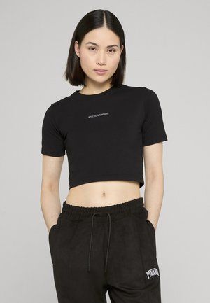 INES CROPPED TEE - T-shirts - washed black dark grey gum