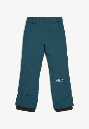 Tamsiai mėlyni slidinėjimo keliai, pagaminti iš vandeniui atsparios medžiagos. Savybės: elastingi kulkšnių raiščiai ir baltas logotipas ant apatinių kojų. Lygus juosmens diržas su kilpelėmis.