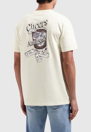 REGULAR FIT CREWNECK - T-Shirt print - ecru