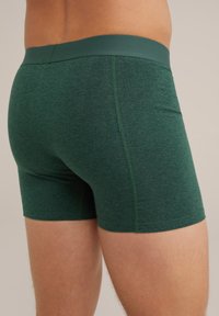 Zöld boxeralsó, puha, strukturált anyagból készült. Széles, elasztikus derékpánttal és lapos varratokkal a kényelem és a megfelelő illeszkedés érdekében.