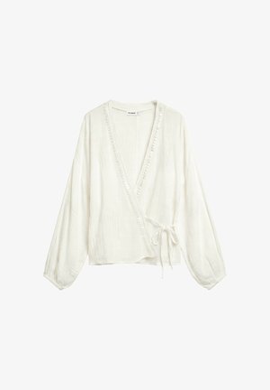PULL&BEAR, SURPLICE BEADED - SHIRT - Bluse - white