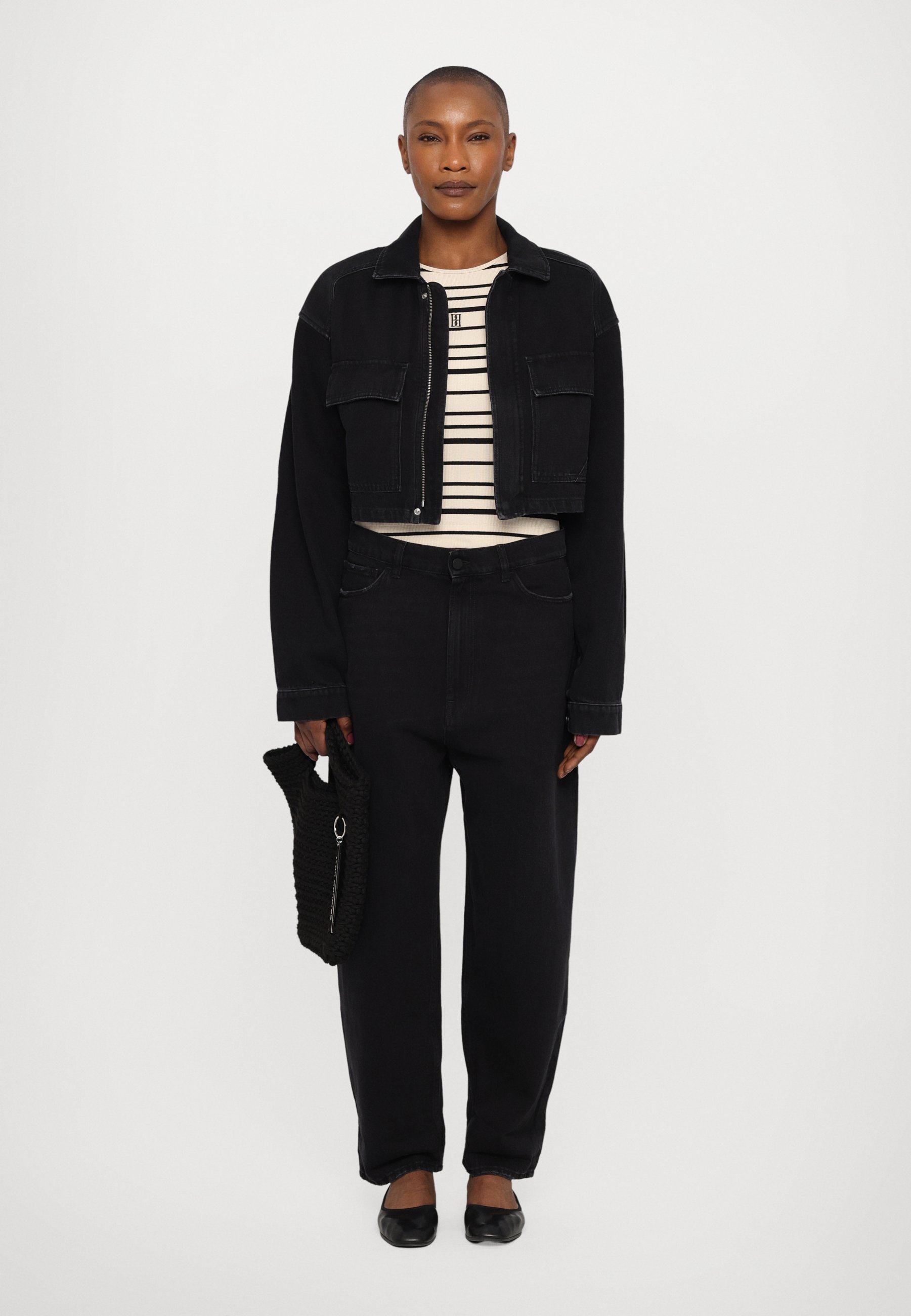 3x1 AMELIA CROP POCKET - Denim jacket - cliff/black - Zalando