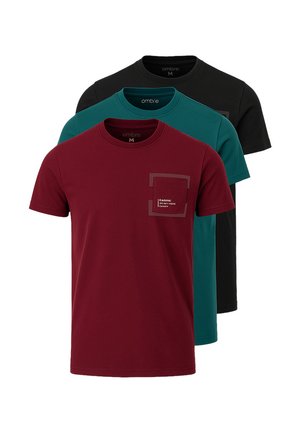 3PACK - Camiseta estampada - burgundy black dark green