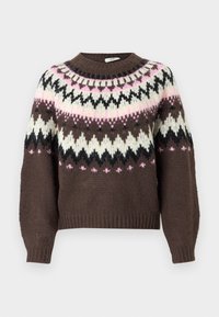 JDYKINSLEY FAIR ISLE  - Pullover - chocolate brown/begonia pink/black/whitecap gray
