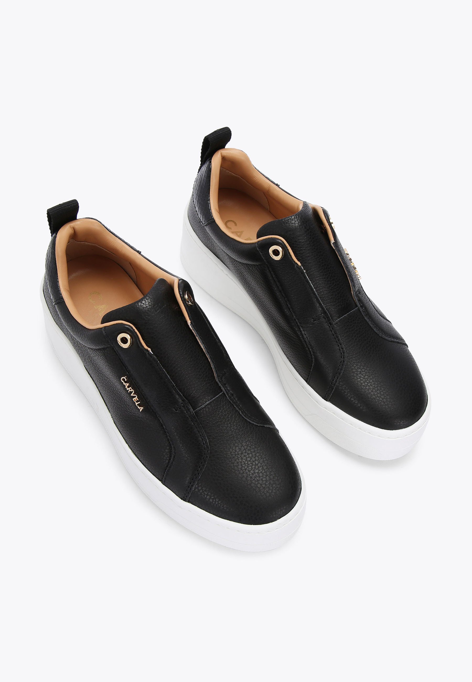carvela black and gold trainers
