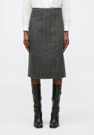 PIETRA DOUBLE SPLIT - Susiaučiamas sijonas - dark grey/mid grey