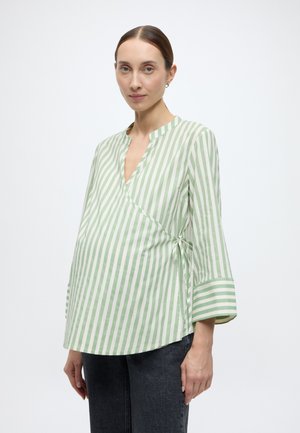 MLAGNES TESS 7/8 WO SHIRT 2F - Bluse - snow white stripes:basil stripes
