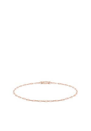 Bracelet délicat en chaîne d'or rose avec des maillons ovales et ronds et un petit fermoir.