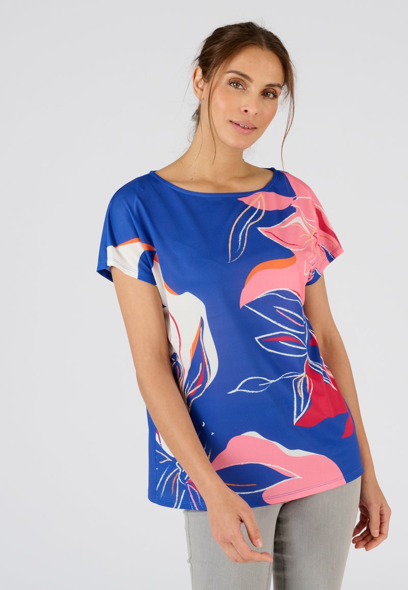 Damart FLEURI DEVANT - Camiseta estampada - bleu fleuri