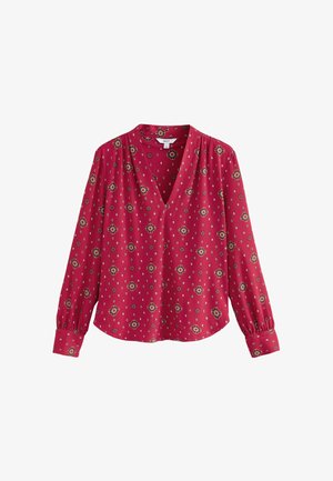 Next, REGULAR FIT - LONG SLEEVE V-NECK BLOUSE . - Bluse - red print