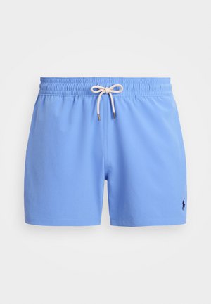 Costumi da bagno azzurri chiari con cintura elastica, laccio e piccolo logo scuro sul lato inferiore. Tessuto morbido.