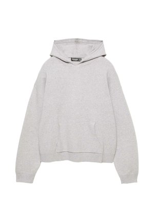 Grijze hoodie gemaakt van een katoenmix, met een voorzak, ribgebreide manchetten en een ontspannen pasvorm. Zachte textuur overal.