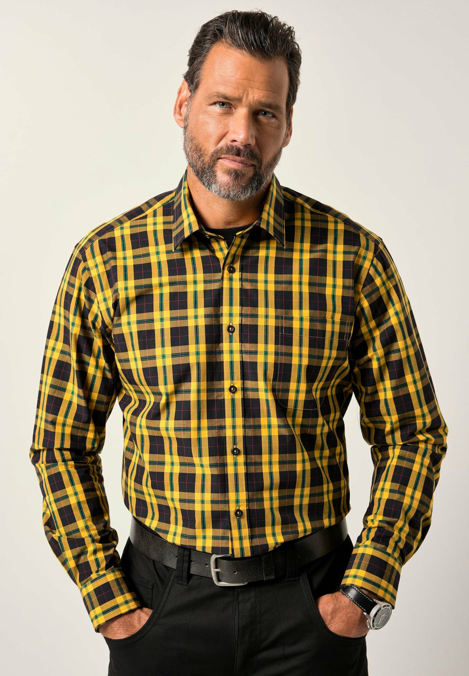 Camicia Gialla E Nera AIDEN CAMICIA A QUADRI GIALLA E NERA