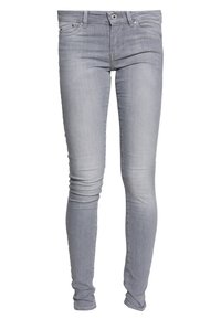 Slim fit jeans i ljusgrå denim med en slät yta, med en klassisk femfickdesign och en knappslutning framtill.