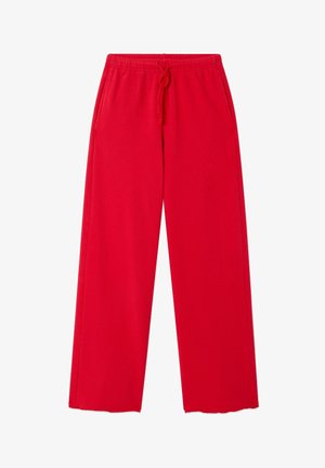 Pantaloni della tuta rossi a gamba dritta con vita elastica e coulisse, tasche laterali e orli cuciti.
