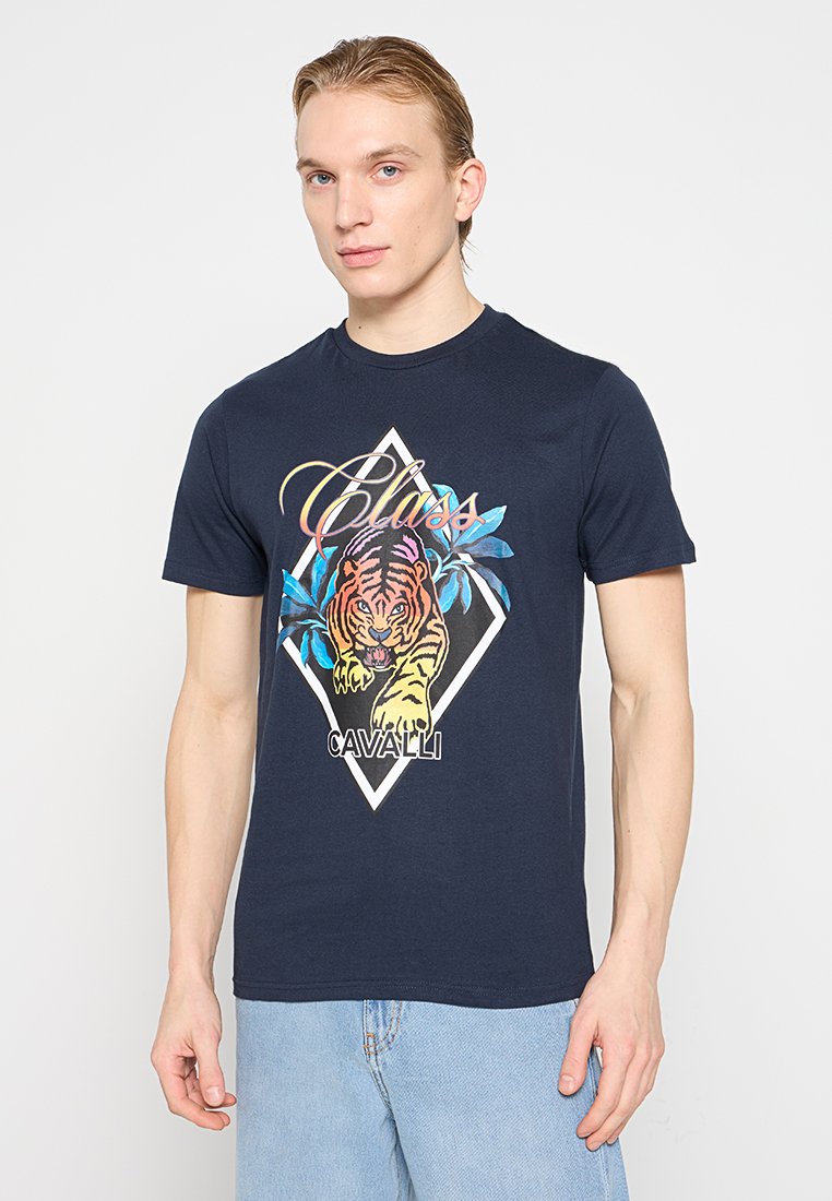 Cavalli Class T-shirt print donkerblauw Cavalli Class T-shirt print donkerblauw