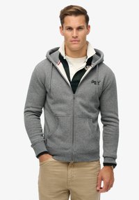 Superdry & Co ESSENTIAL LOGO HOOD TRACK  - Sudadera con cremallera - volcanic black grit