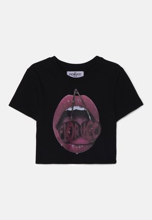 Fiorucci MOUTH CROPPED - Printtipaita - black