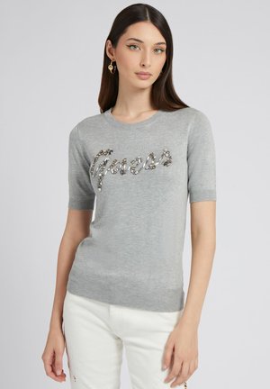 MIT STRASS FRONTLOGO - T-shirt z nadrukiem - grau