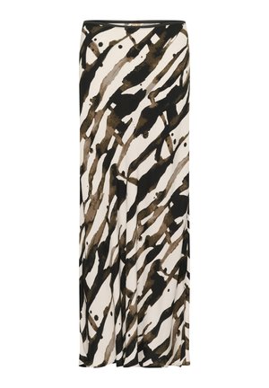 Lång, flödande kjol i kräm, brunt och svart abstrakt mönster. Tillverkad av lättviktig tyg med en mjuk textur och elastisk midja.