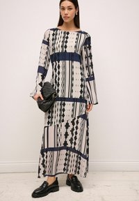 Next LONG SLEEVE COLUMN-REGULAR FIT - Maxikjoler - navy and white geo print