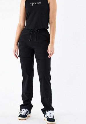 CEINTURE BANDE ÉLASTIQUÉE LOGOTÉE - Pantaloni cargo - noir