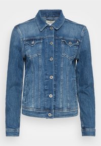 Denimjacka i ljusblått med klassisk passform, med knäppning fram, två bröstfickor och detaljer i avslappnad stil.