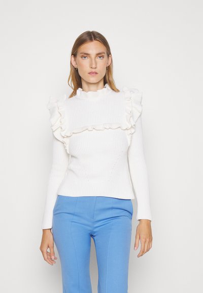 Erdem LONG SLEEVE FLARED HEM AND RUFFLE DETAIL - Πουλόβερ - cream