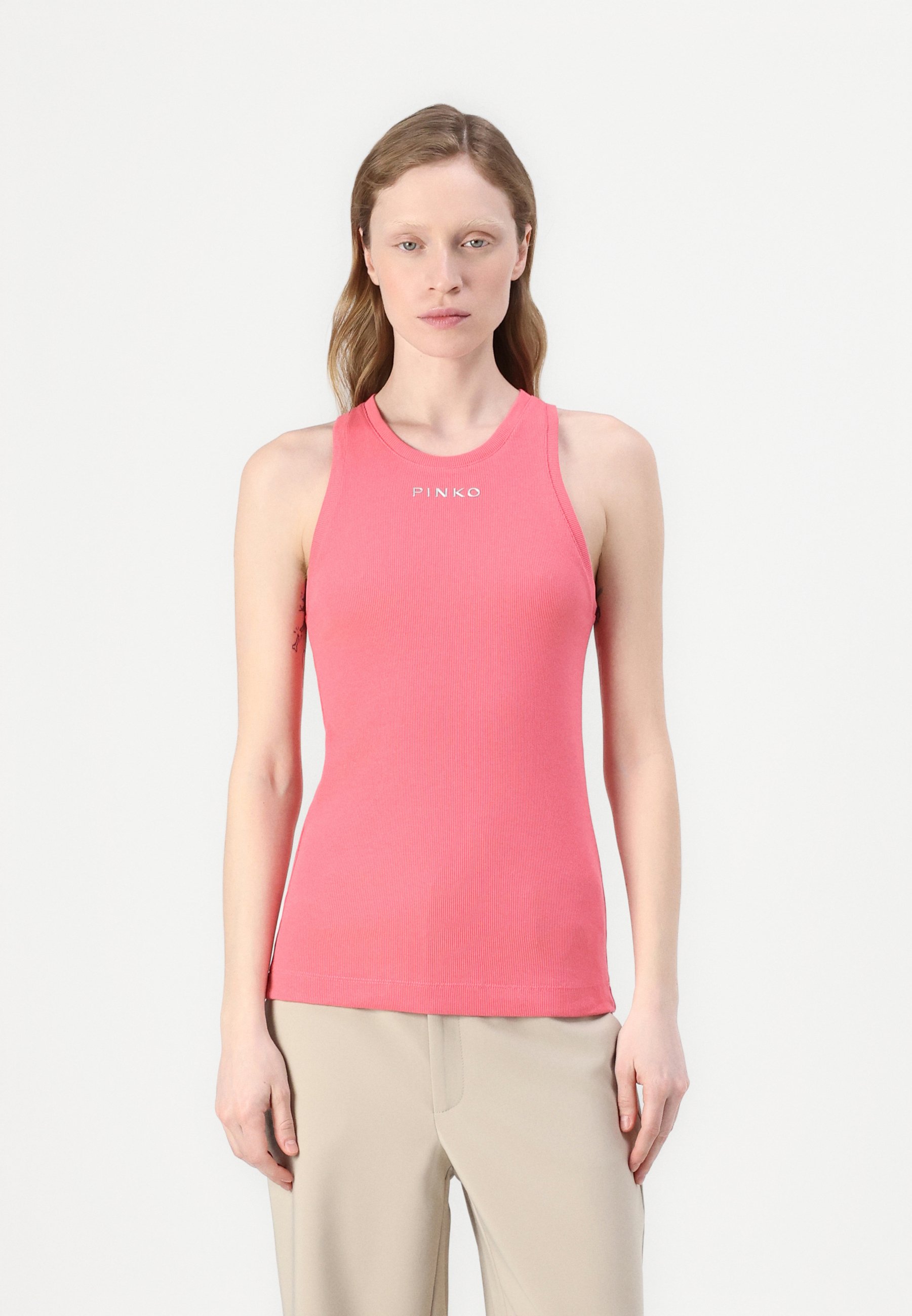 売れ筋商品|||ピンコ Tシャツ レディース トップス DISTINTO CANOTTIERA - Top - sunny coral Pinko DISTINTO CANOTTIERA - Top - sunny coral/meruňková