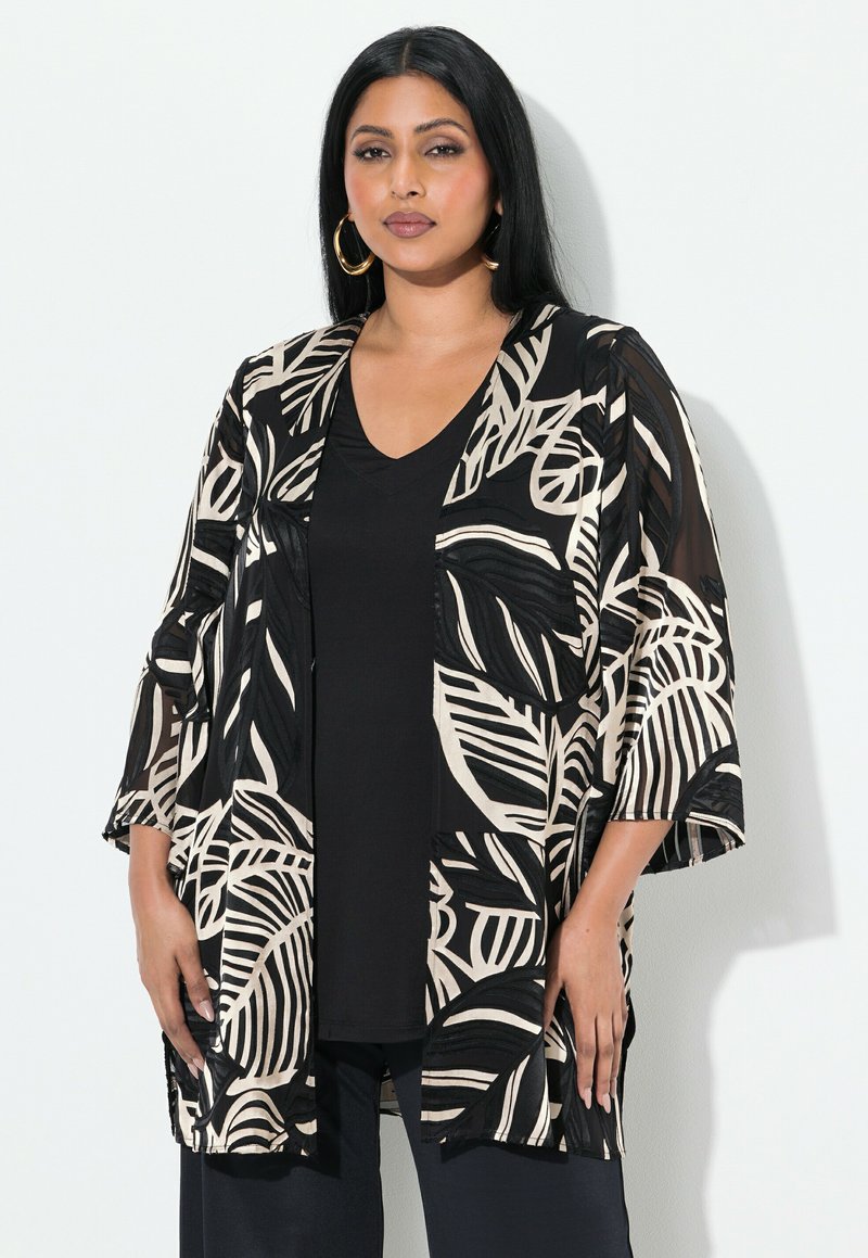 Ulla Popken LEAF 3/4 SLEEVE  - Tunn jacka - black