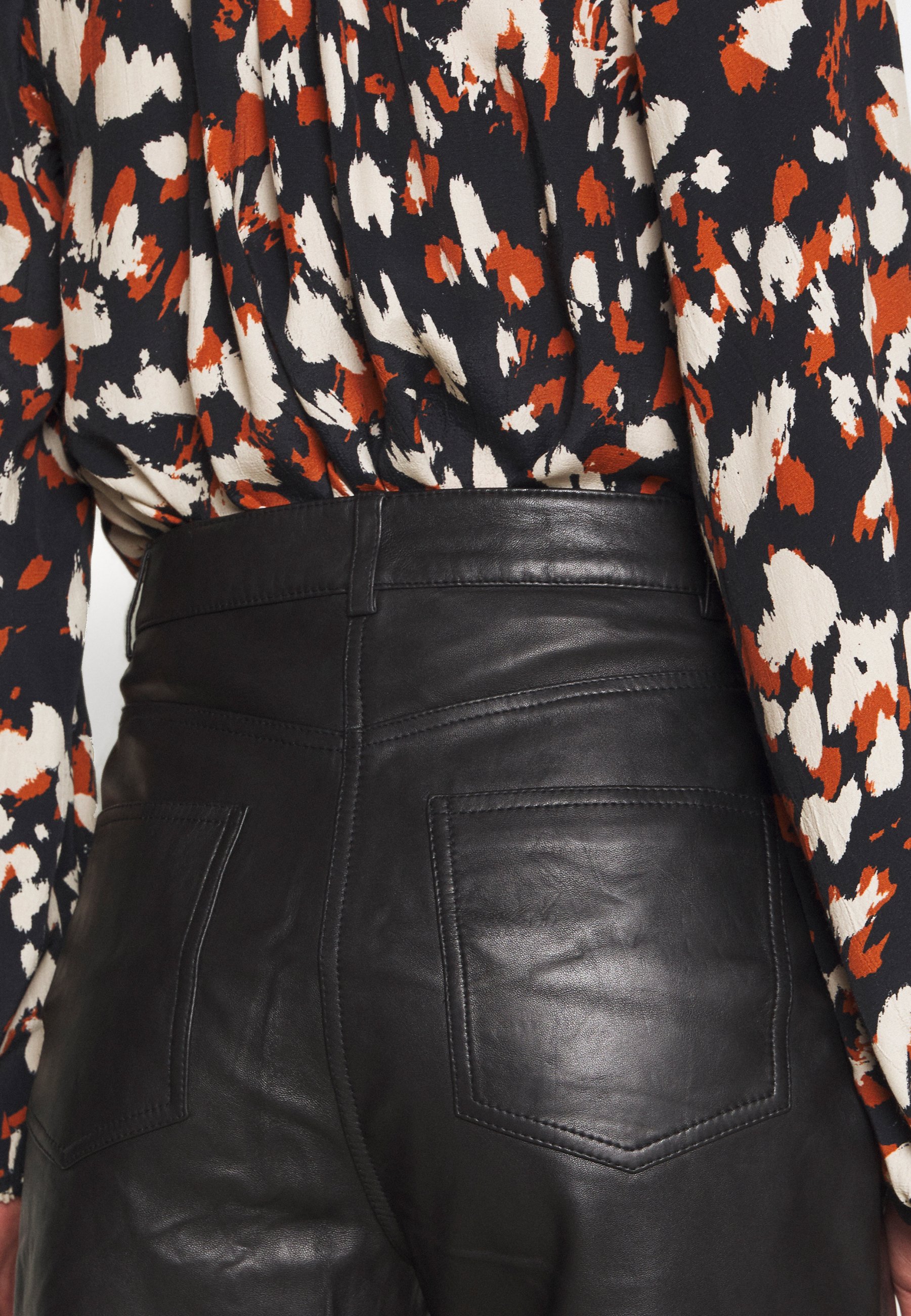 SAGE - Leather trousers - jet black 