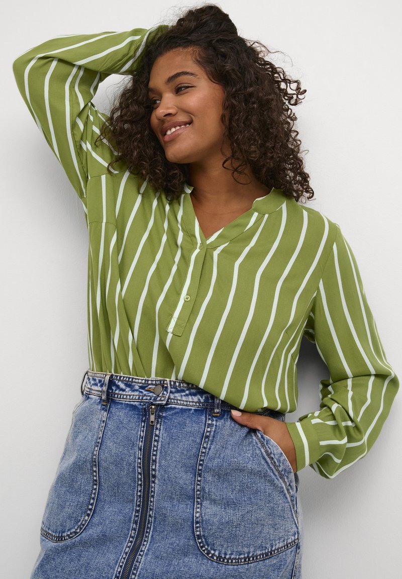 Kaffe Curve SIDA - Pusero - calla green chalk stripe
