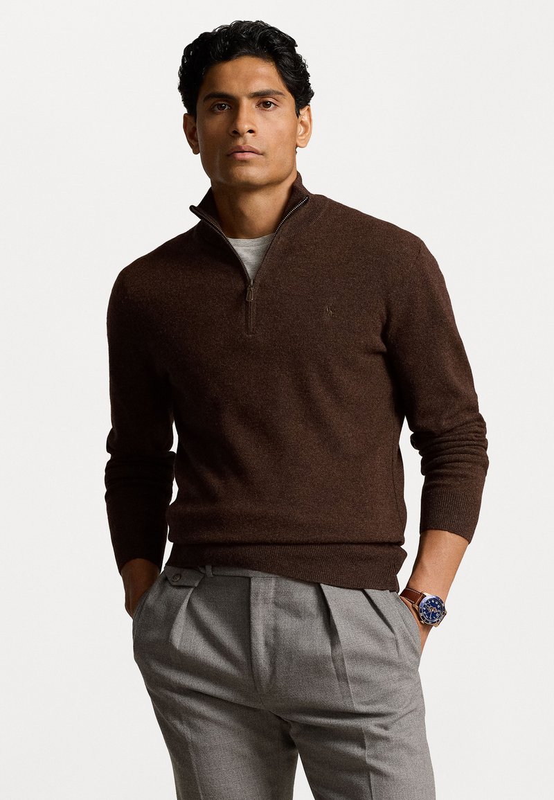 Polo Ralph Lauren WOOL QUARTER-ZIP JUMPER - Jersey de punto - dark chestnut heather