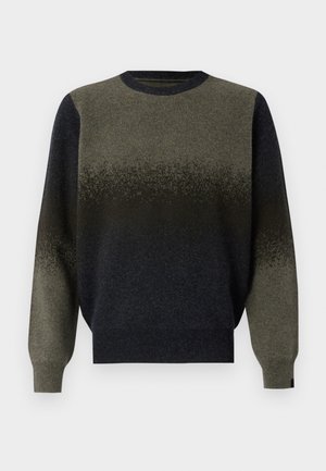 Strickpullover mit einem Farbverlaufdesign, das von Dunkelgrün zu Schwarz übergeht. Gerippter Halsausschnitt und Bündchen, weich im Griff.