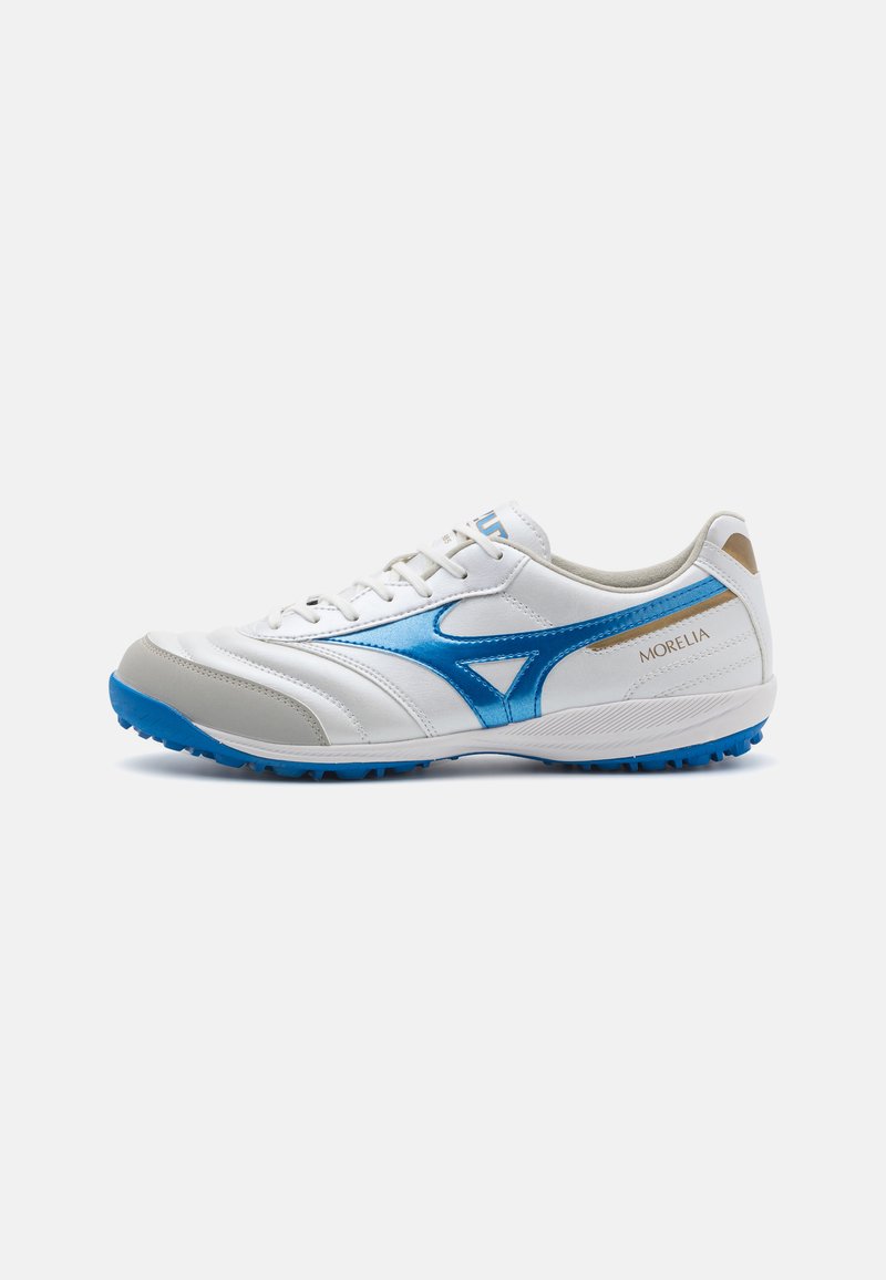 Mizuno MORELIA SALA PRO TF - Astro turf trainers - white/laser blue/gold/white - Zalando.ie