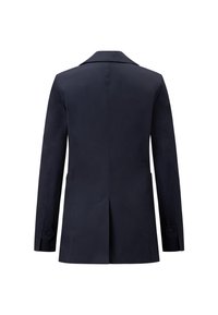 Navy blazer se strukturovaným designem, s jedním rozventilovaným zadním dílem a knoflíkovými manžetami. Vyrobeno z hladké, lehké látky.