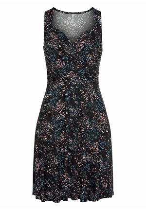 Shift dress - schwarz-rose-bedruckt