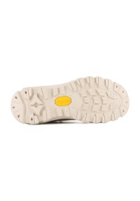 Beige'i värvi Vibram kummist välistald, millel on sügavad sooned haardevuse tagamiseks. Keskosas on reljeefne logo ning pind on sile ja tekstuuriga.