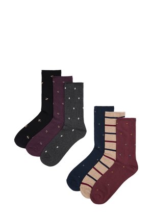 Ysabel Mora, PACK 6 CALCETINES SIN PUÑO ESTAMPADOS VARIADOS - Calcetines - beige bordeaux
