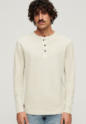 WAFFLE LONG SLEEVE HENLEY - Jersey de punto - light stone beige