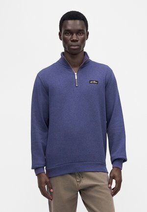 Les Deux, PATCH HALF ZIP - Суитшърт - dark indigo wash