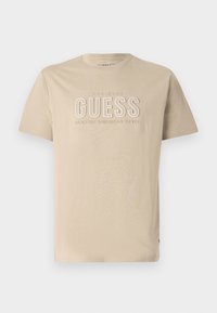 EMBOSSED LOGO TEE - Print T-shirt - beige/blanco