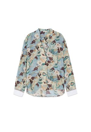 Oltre, CAMICIA FANTASIA CON DETTAGLIO GIOIELLO - Hemdbluse - azzurro