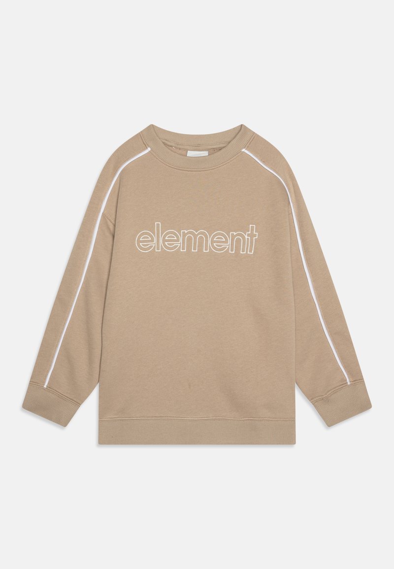 Bež majica s dugim rukavima, s bijelim "element" grafikom i bijelim naglascima duž ramena. Mekana tkanina, okrugli izrez.