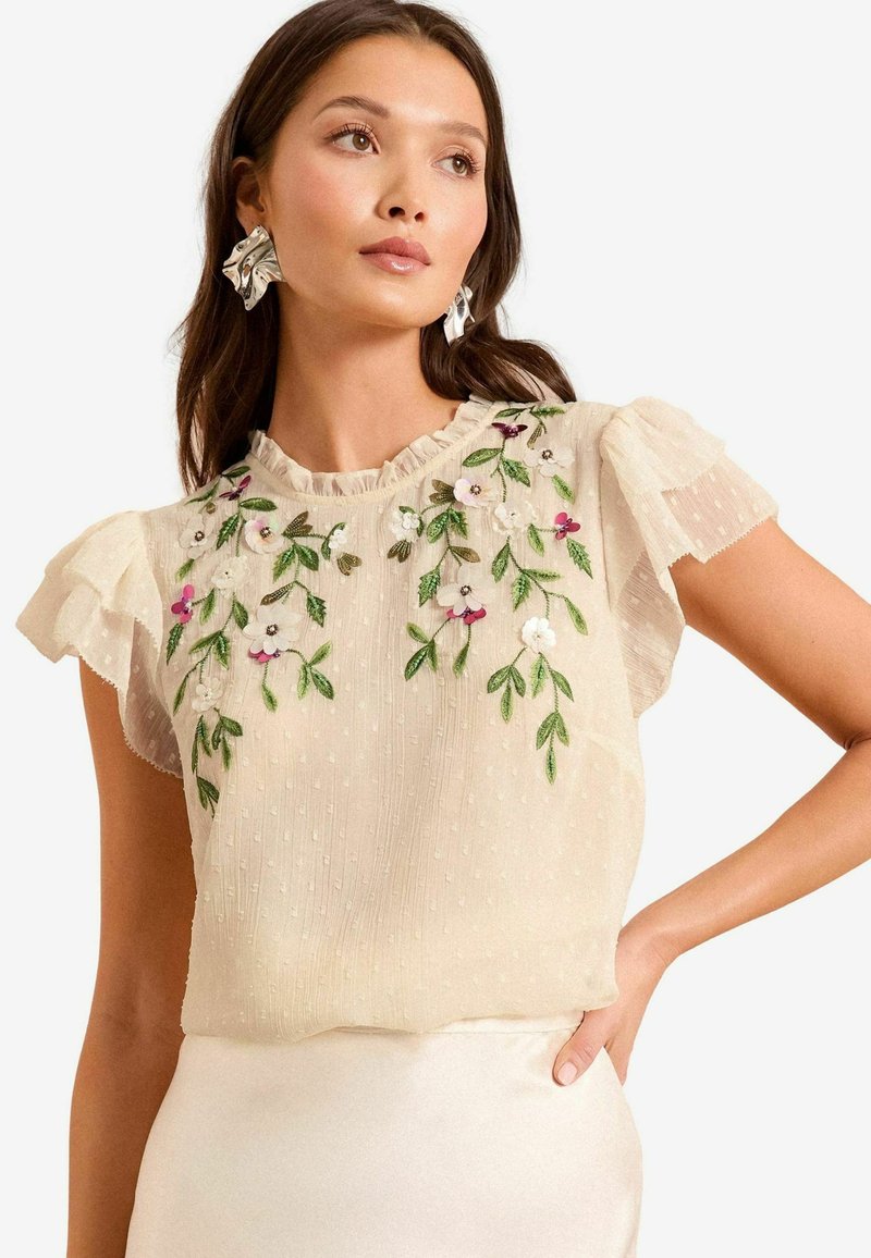 Love & Roses REGULAR FIT - EMBELLISHED SHORT SLEEVE  - Camicetta - ivory